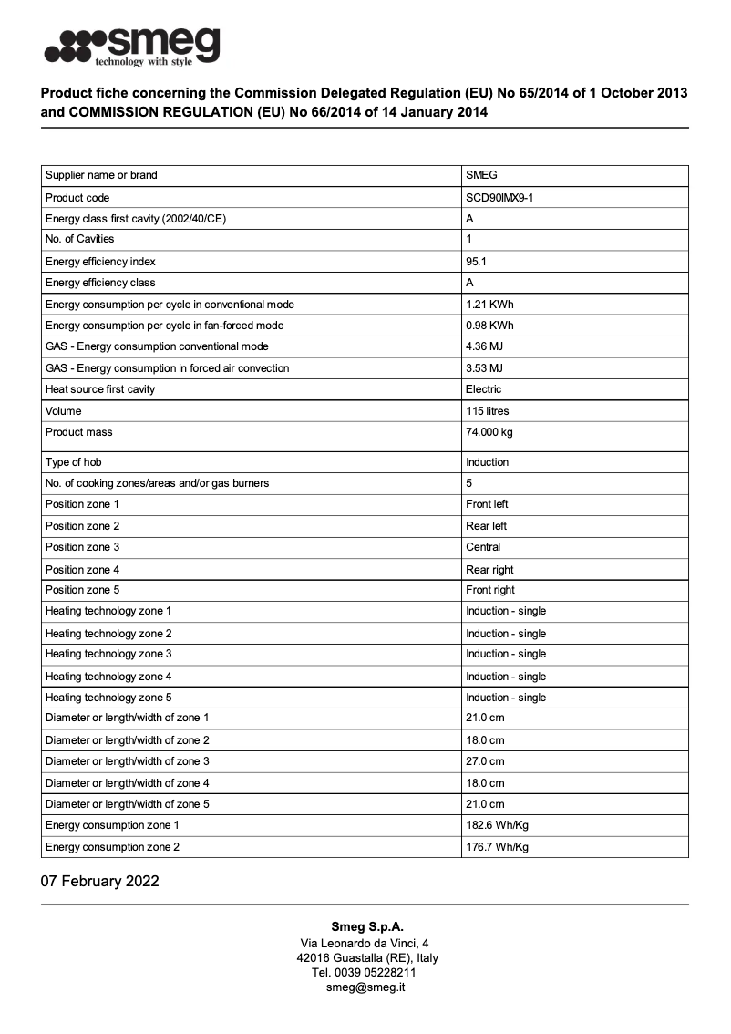 Página 1 del manual Folleto Smeg SCD90IMX9-1