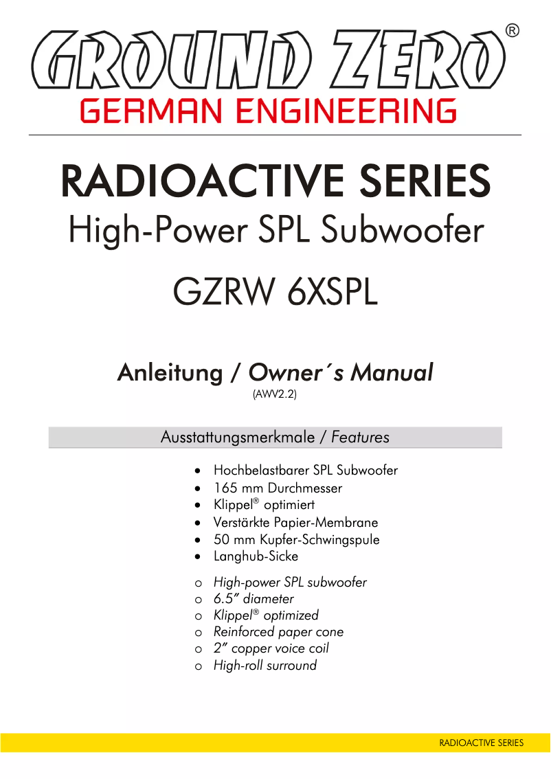 Página 1 del manual Manual de usuario Ground Zero GZRW 6XSPL