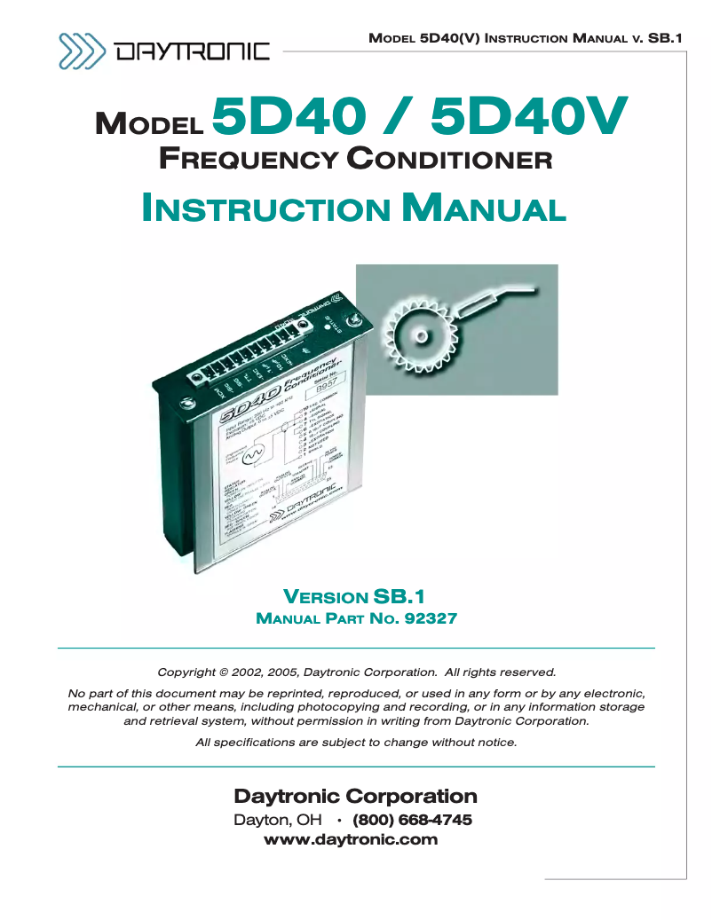 Imagen de la primera página del manual del dispositivo 5D40S