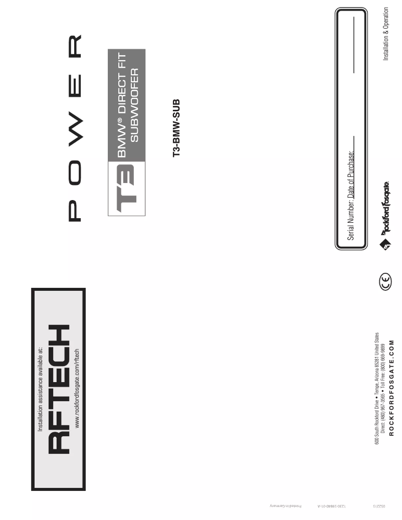 Imagen de la primera página del manual del dispositivo Power T3-BMW-SUB