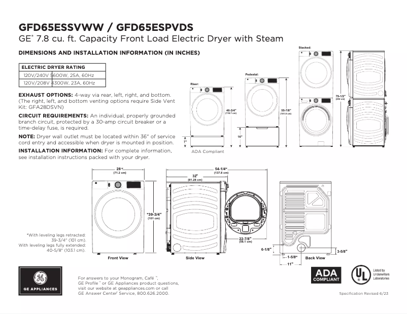 Imagen de la primera página del manual del dispositivo GFD65ESPVDS
