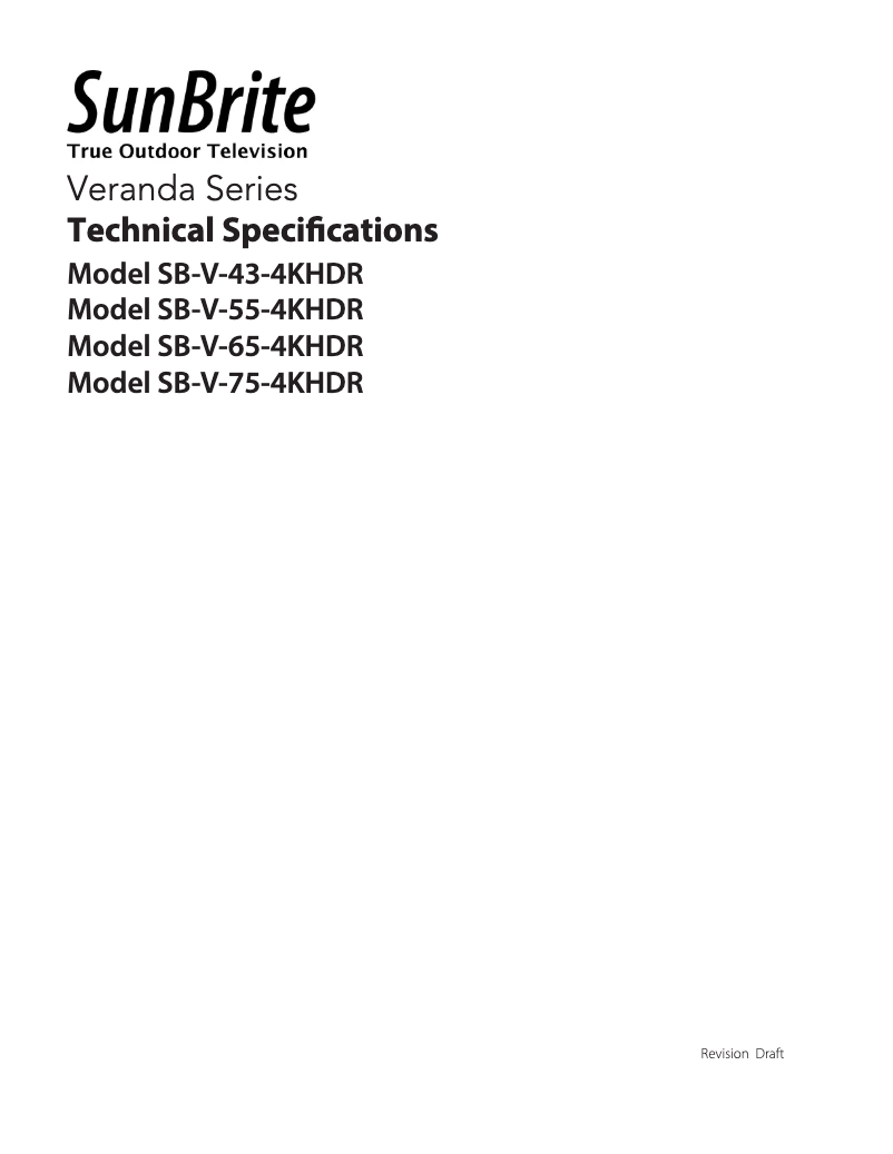 Página 1 del manual Ficha técnica SunBriteTV SB-V-43-4KHDR-BL