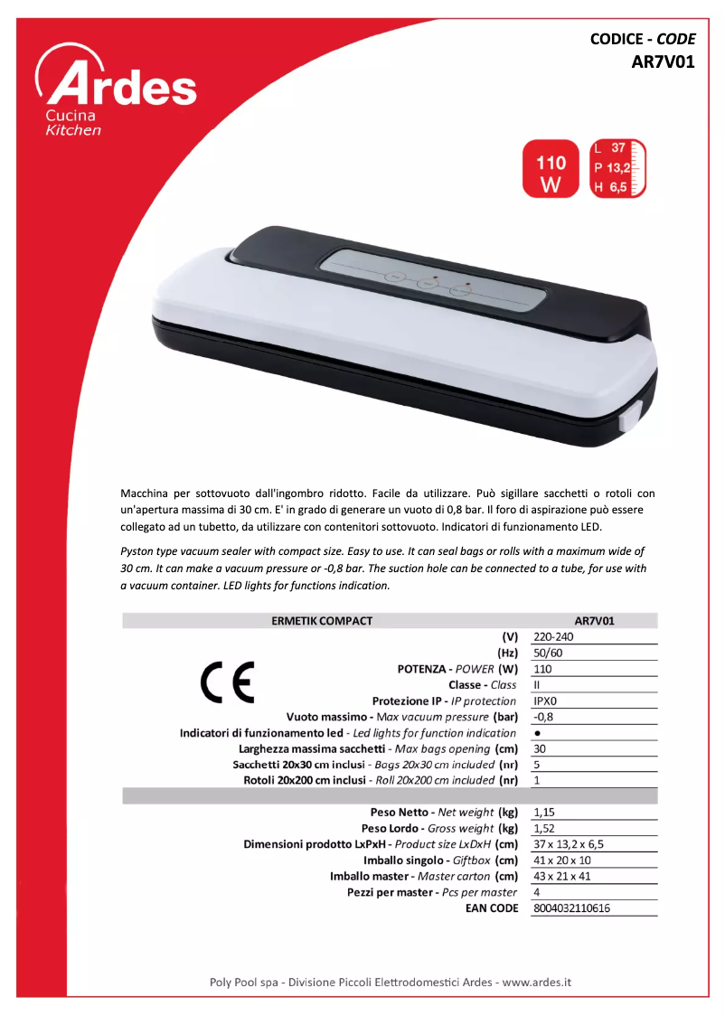 Página nº 1 - Ficha técnica Ardes AR7V01