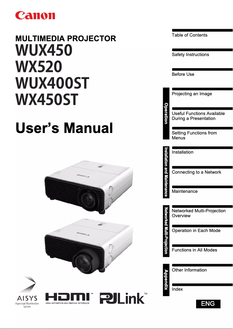 Imagen de la primera página del manual del dispositivo XEED WUX450