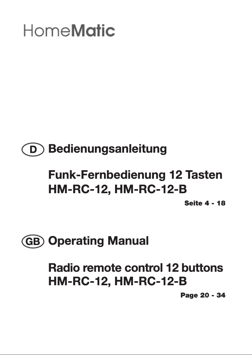 Imagen de la primera página del manual del dispositivo HM-RC-12