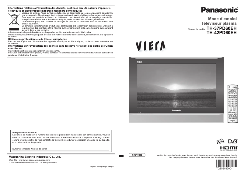 Página nº 1 - Manual de usuario Panasonic TH-42PD60EH