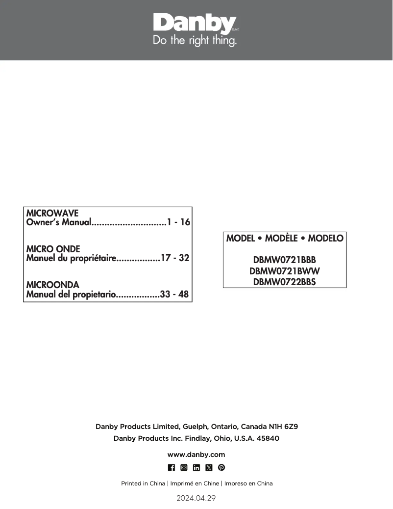 Imagen de la primera página del manual del dispositivo DBMW0722BBS