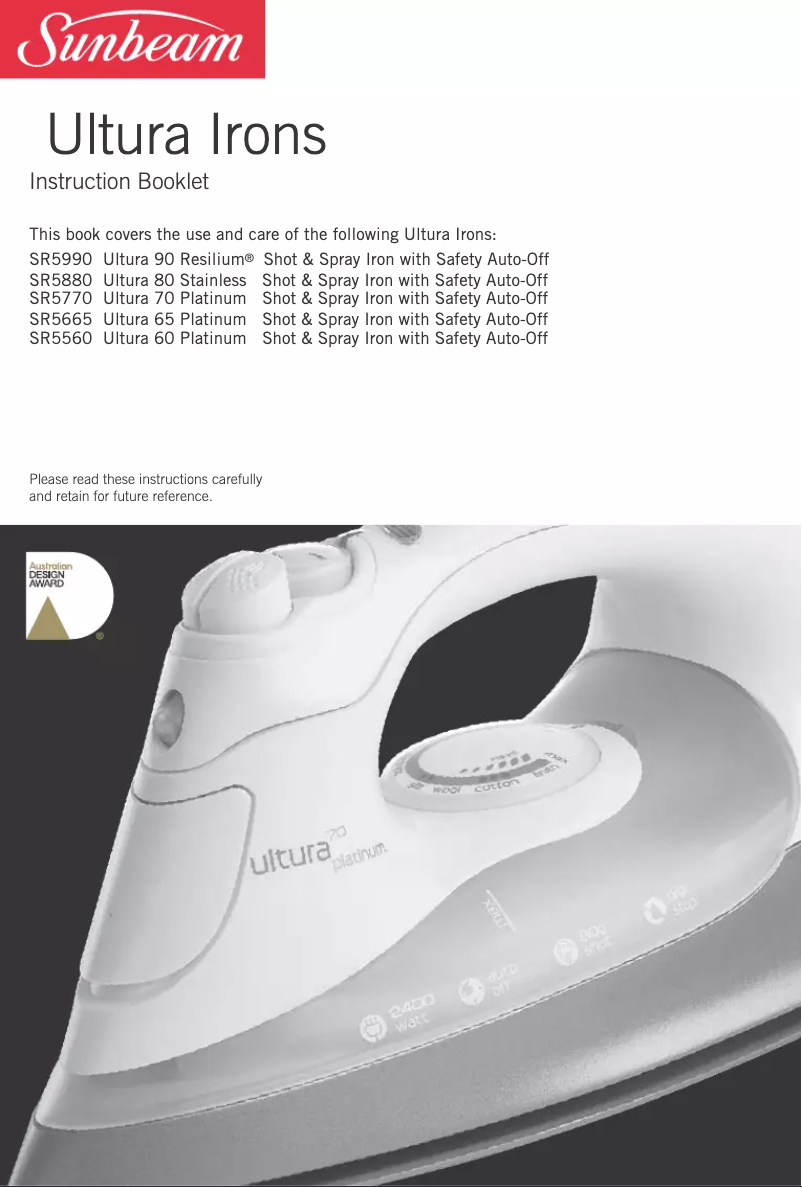 Página 1 del manual Manual de usuario Sunbeam Ultura 60 Platinum SR5560