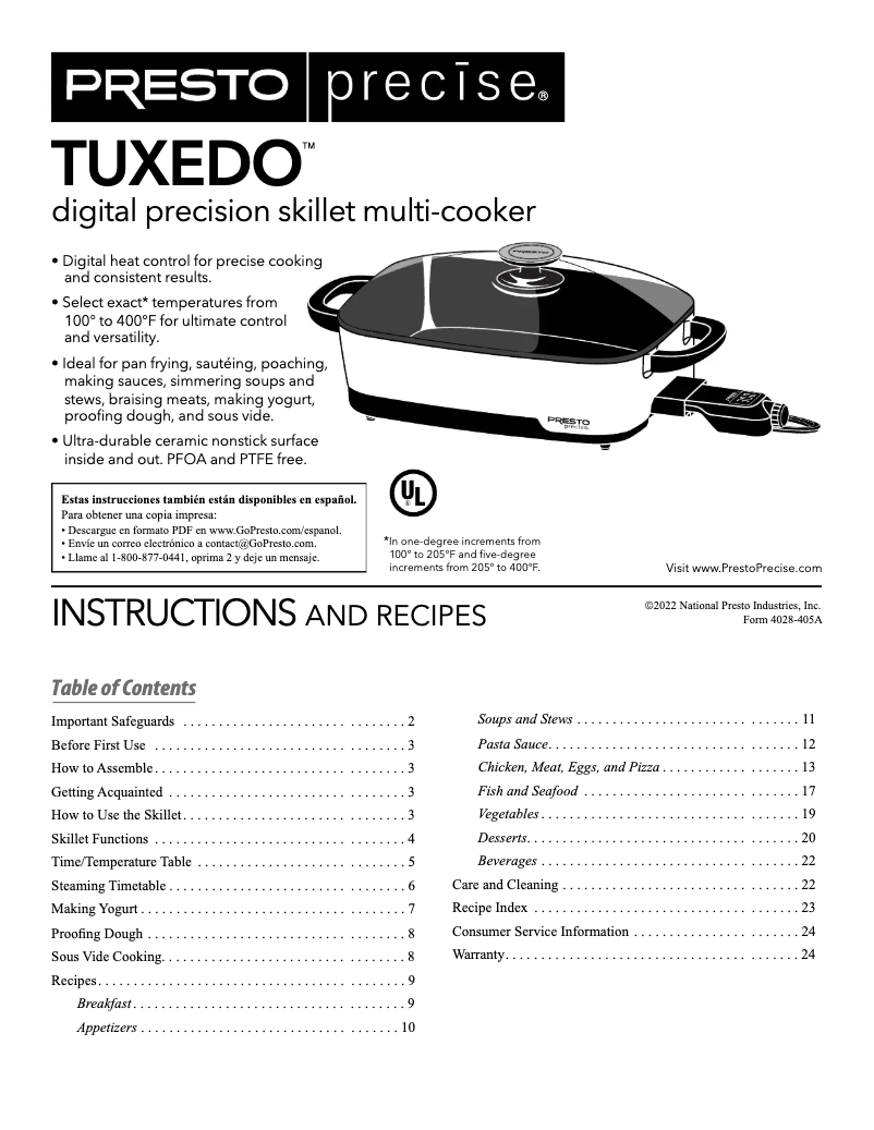 Página 1 del manual Manual de usuario Presto Tuxedo 06854