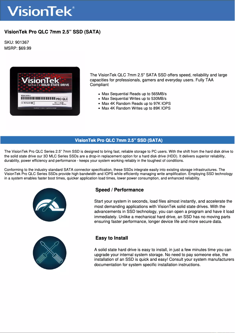 Página 1 del manual Manual de usuario VisionTek Pro QLC