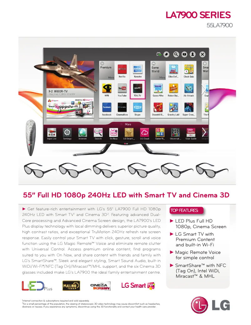 Imagen de la primera página del manual del dispositivo 55LA7900