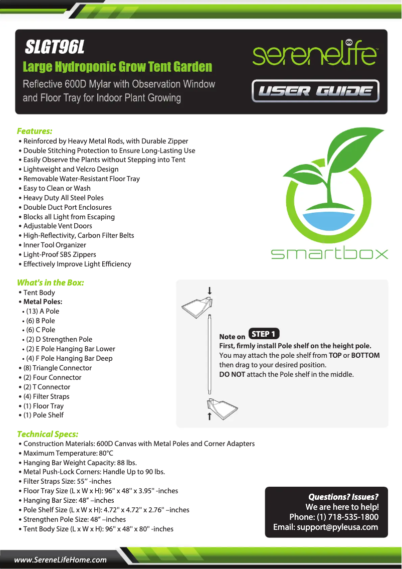 Página 1 del manual Manual de usuario SereneLife SLGT96L