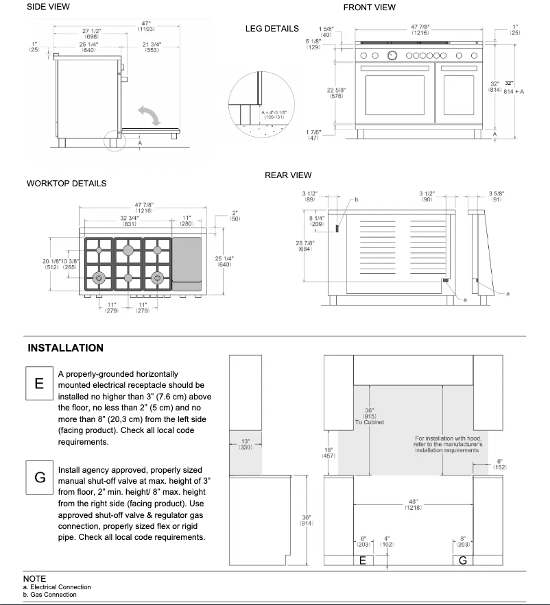 Página 1 del manual Guía de instalación Bertazzoni MAS486BTFEPXT