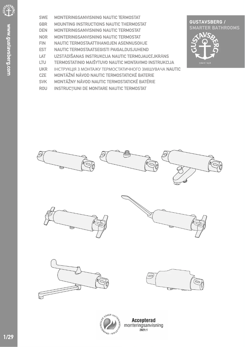 Página 1 del manual Instrucciones / montaje Gustavsberg Nautic