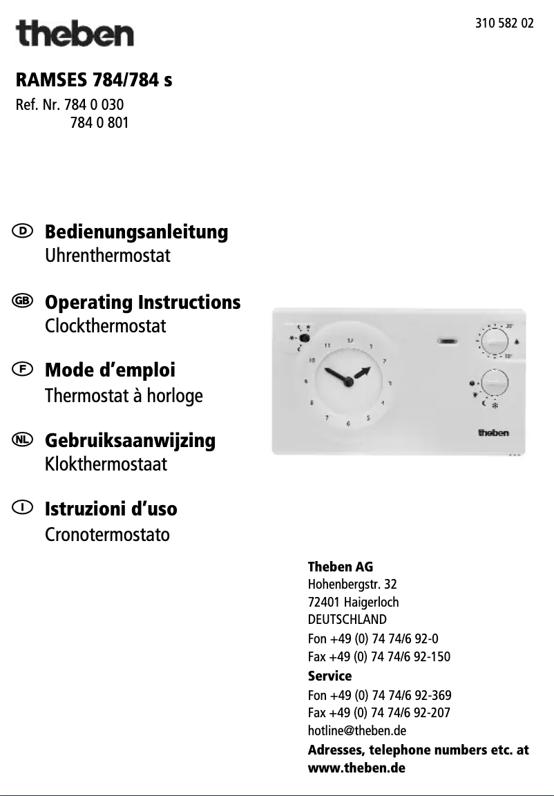 Imagen de la primera página del manual del dispositivo RAM 784 S