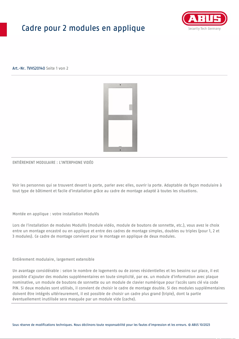 Imagen de la primera página del manual del dispositivo TVHS20140