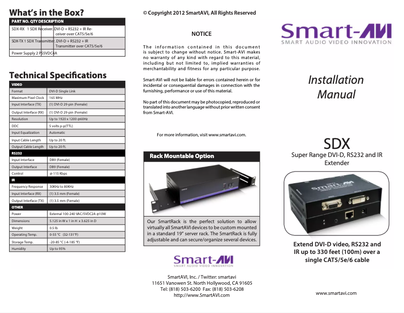 Página 1 del manual Manual de usuario Smart-AVI SDX-S