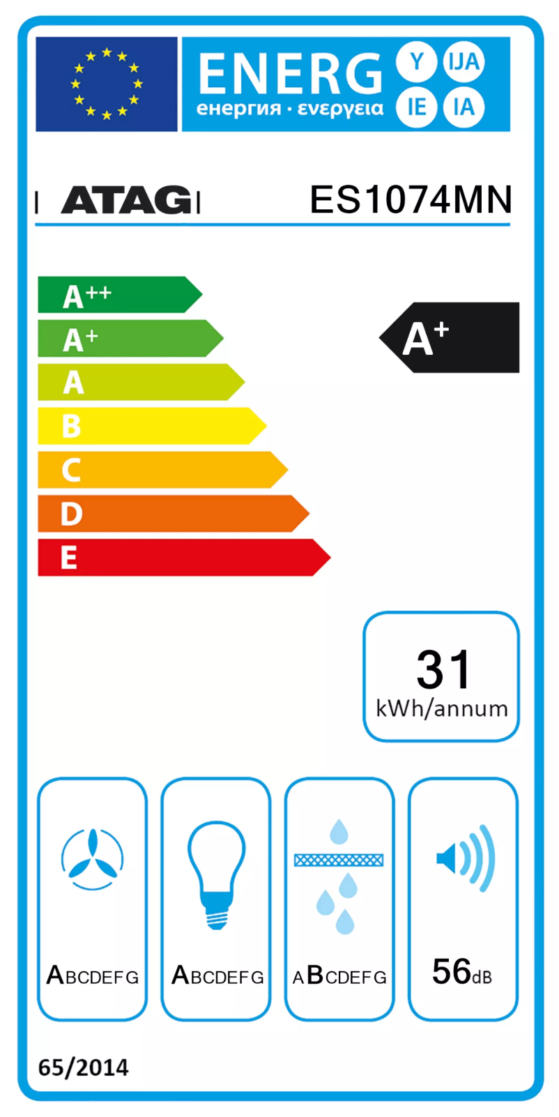Página 1 del manual Etiqueta energética Atag ES1074MN