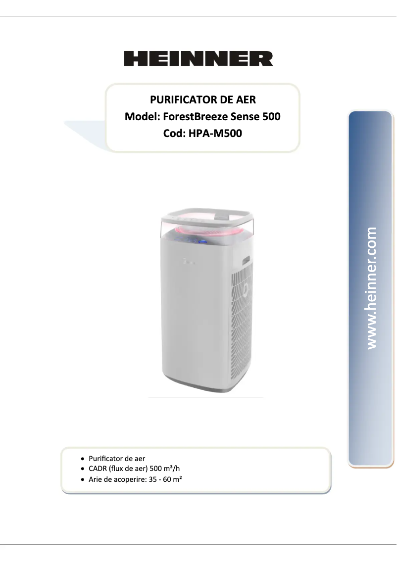 Imagen de la primera página del manual del dispositivo HPA-M500