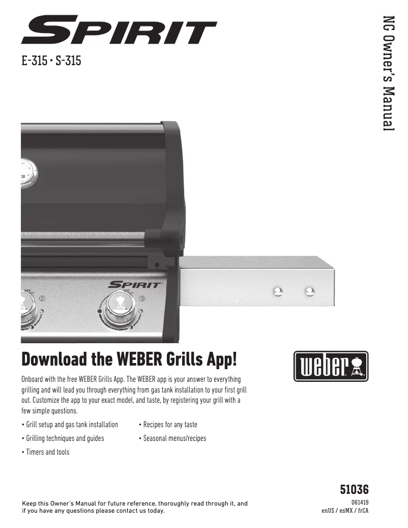 Página 1 del manual Manual de usuario Weber Spirit S-315