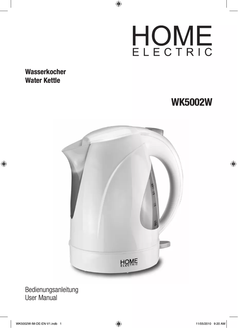 Imagen de la primera página del manual del dispositivo WK5002W