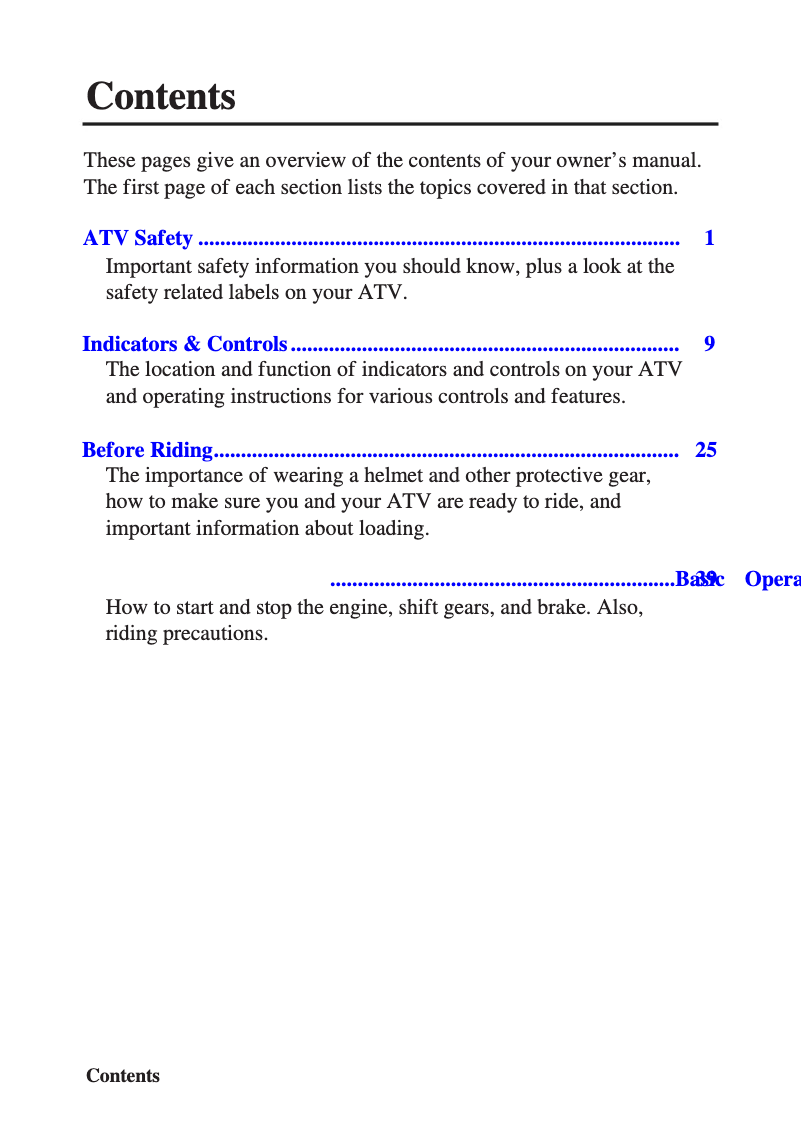 Imagen de la primera página del manual del dispositivo TRX250X (2011)