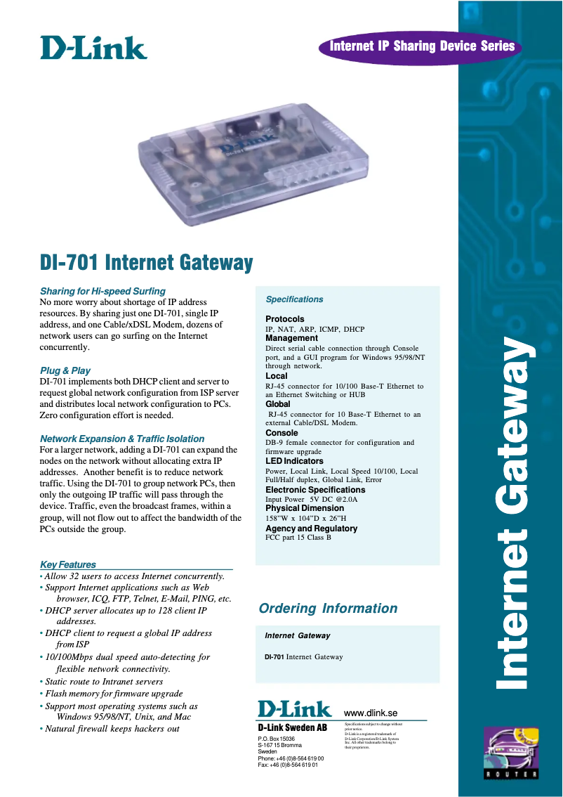 Imagen de la primera página del manual del dispositivo DI-701