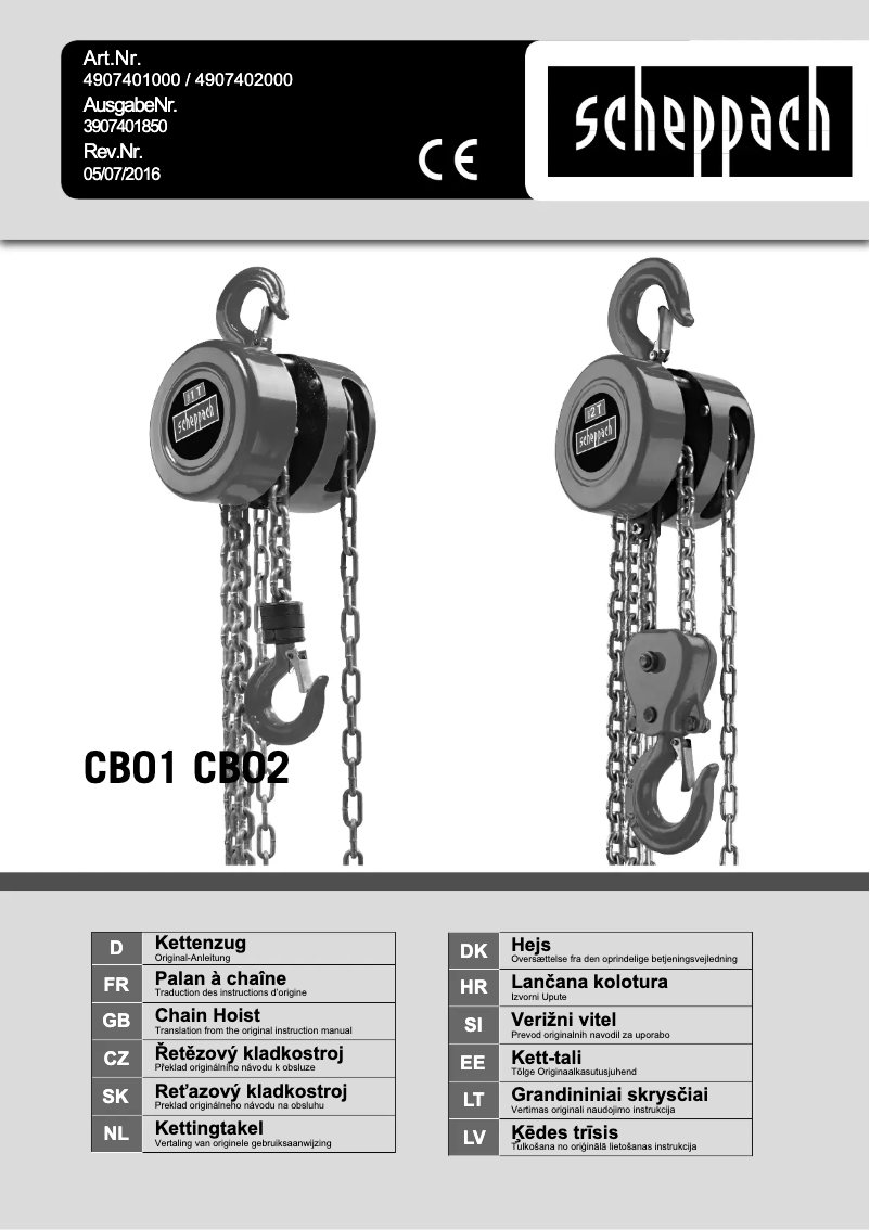 Página 1 del manual Manual de usuario Scheppach CB02