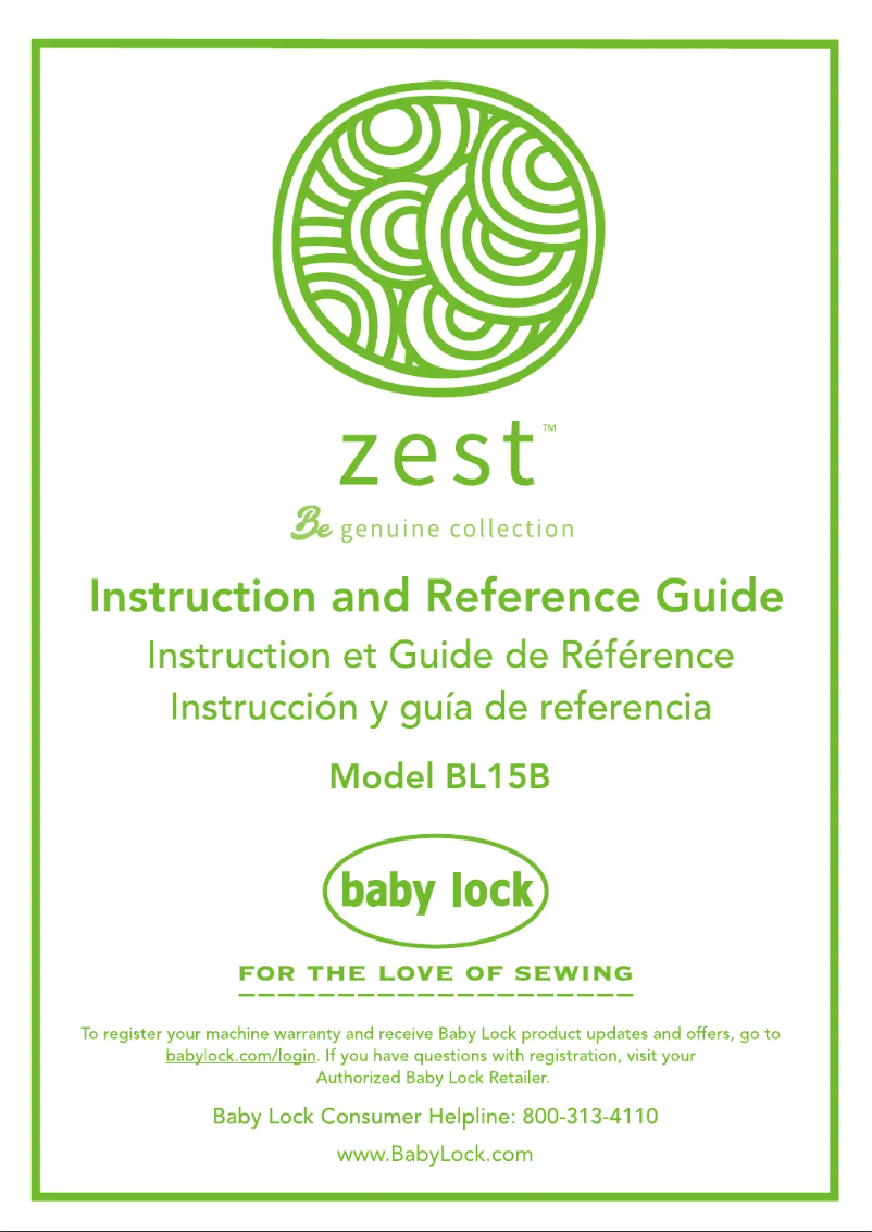 Página 1 del manual Manual de usuario Baby Lock Zest