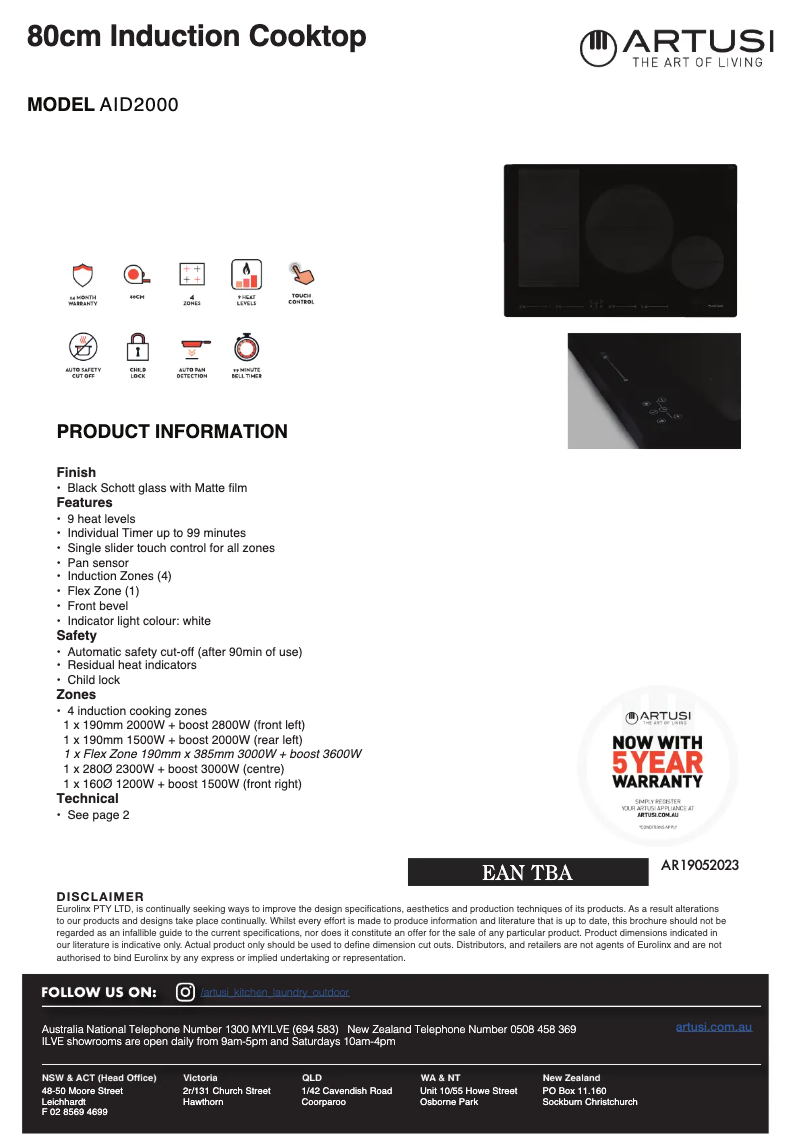 Página 1 del manual Ficha técnica Artusi AID2000
