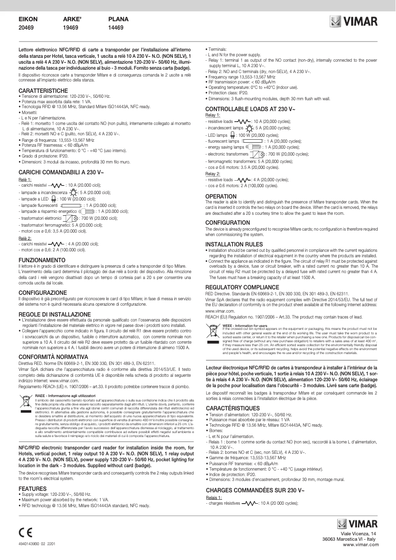 Página nº 1 - Manual de usuario Vimar 20469.B