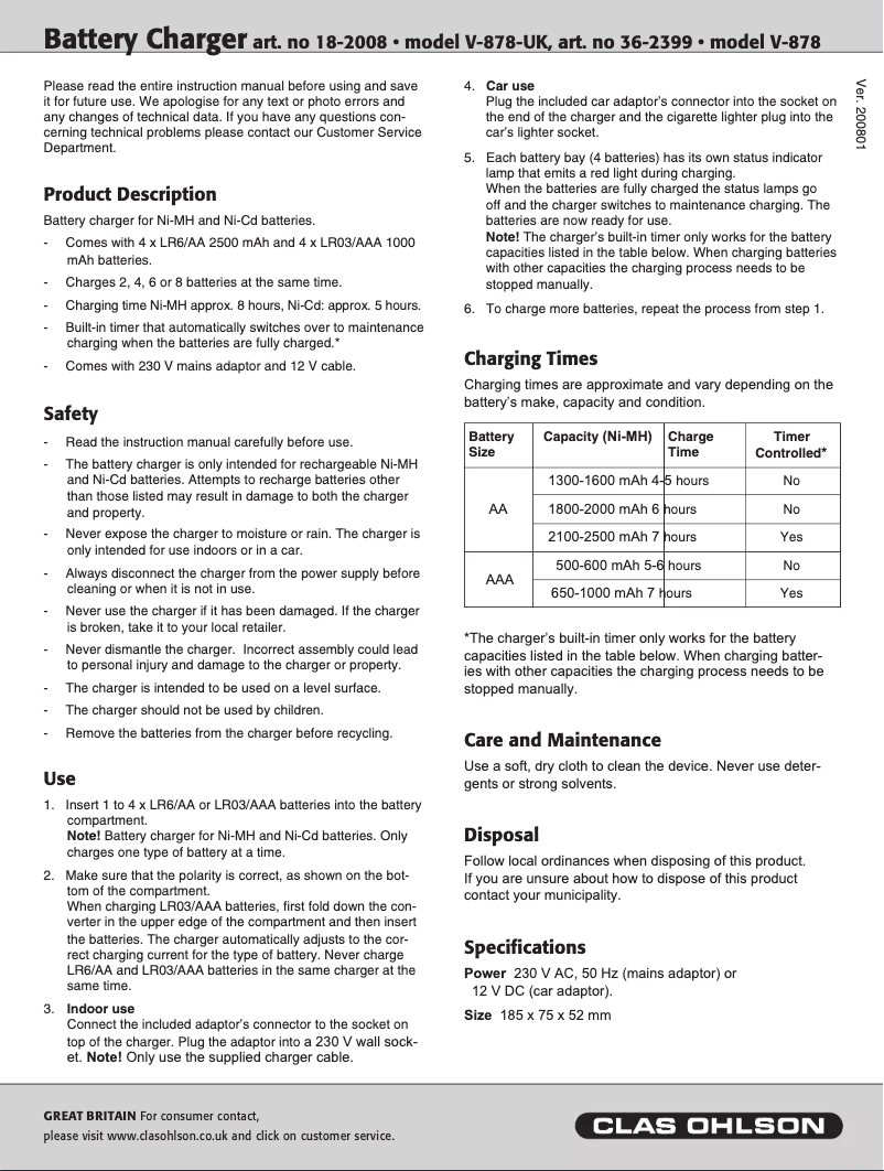 Página nº 1 - Manual de usuario Vanson V-878