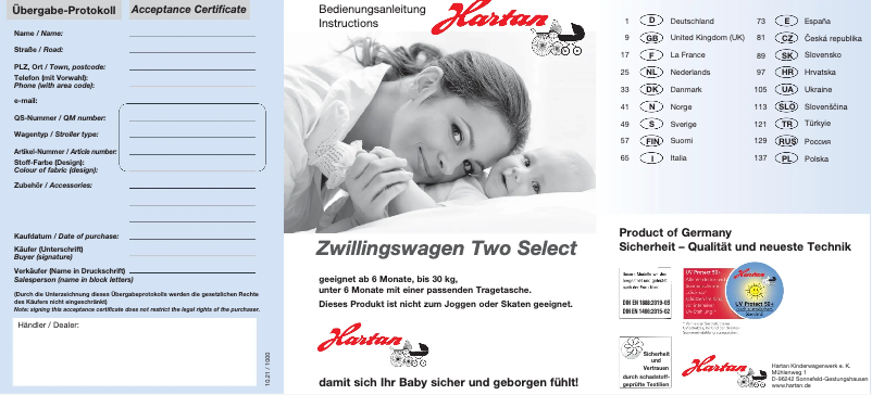 Página 1 del manual Manual de usuario Hartan Two Select