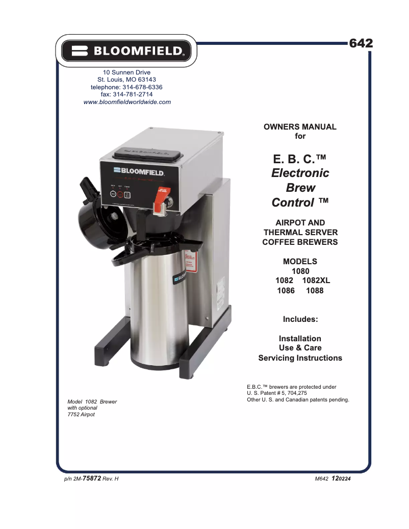 Página 1 del manual Manual de usuario Bloomfield E.B.C. 1086
