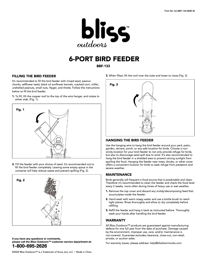 Página 1 del manual Manual de usuario Bliss Outdoors BBF-133