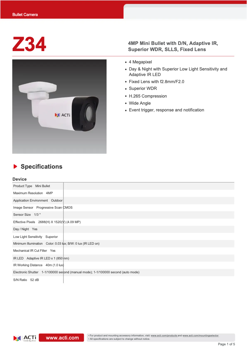 Imagen de la primera página del manual del dispositivo Z34