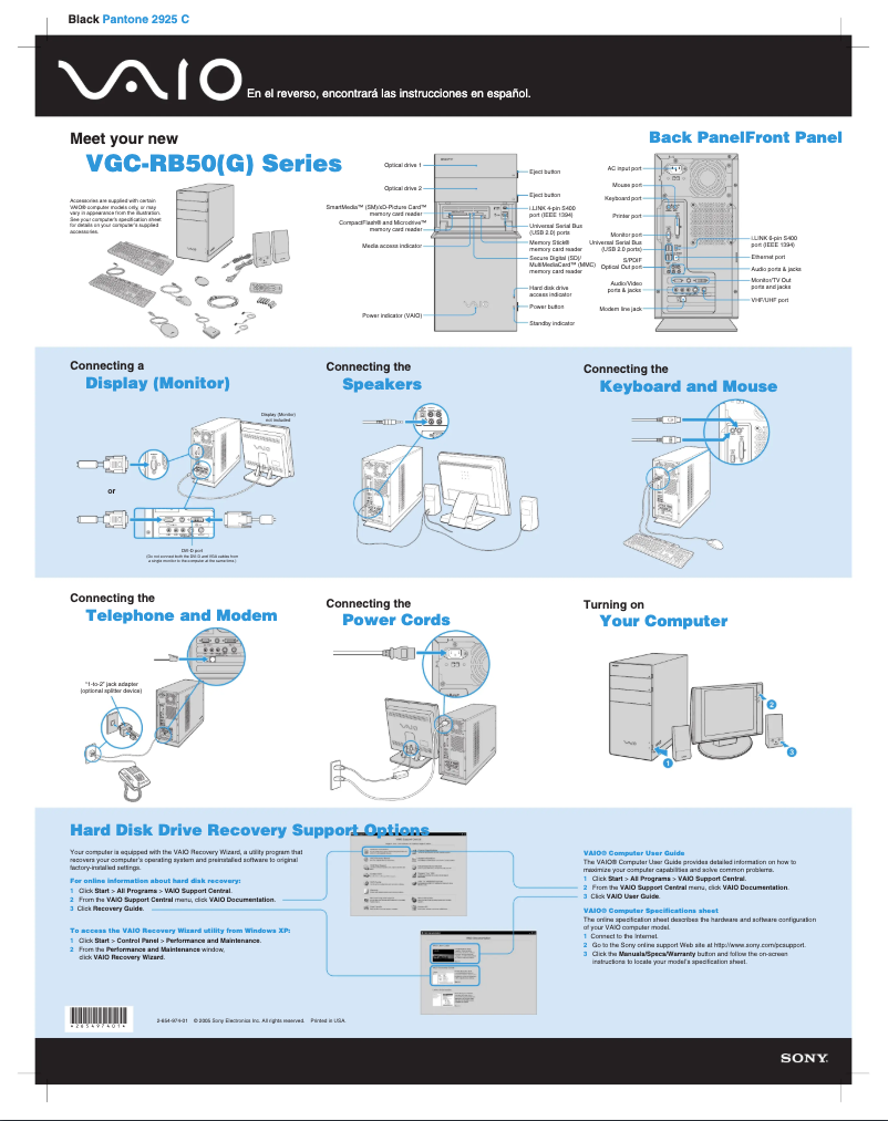 Página nº 1 - Guía de instalación Sony Vaio VGC-RB56G