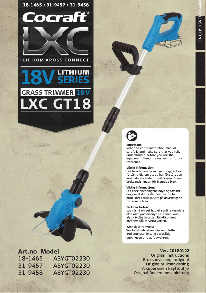 Imagen de la primera página del manual del dispositivo LXC GT18