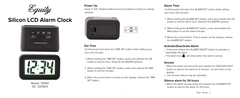 Imagen de la primera página del manual del dispositivo 70940GRAY