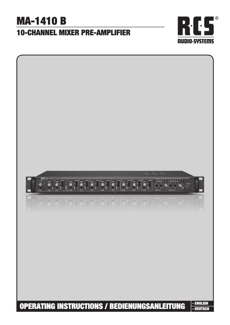Página 1 del manual Manual de usuario RCS MA-1410 B