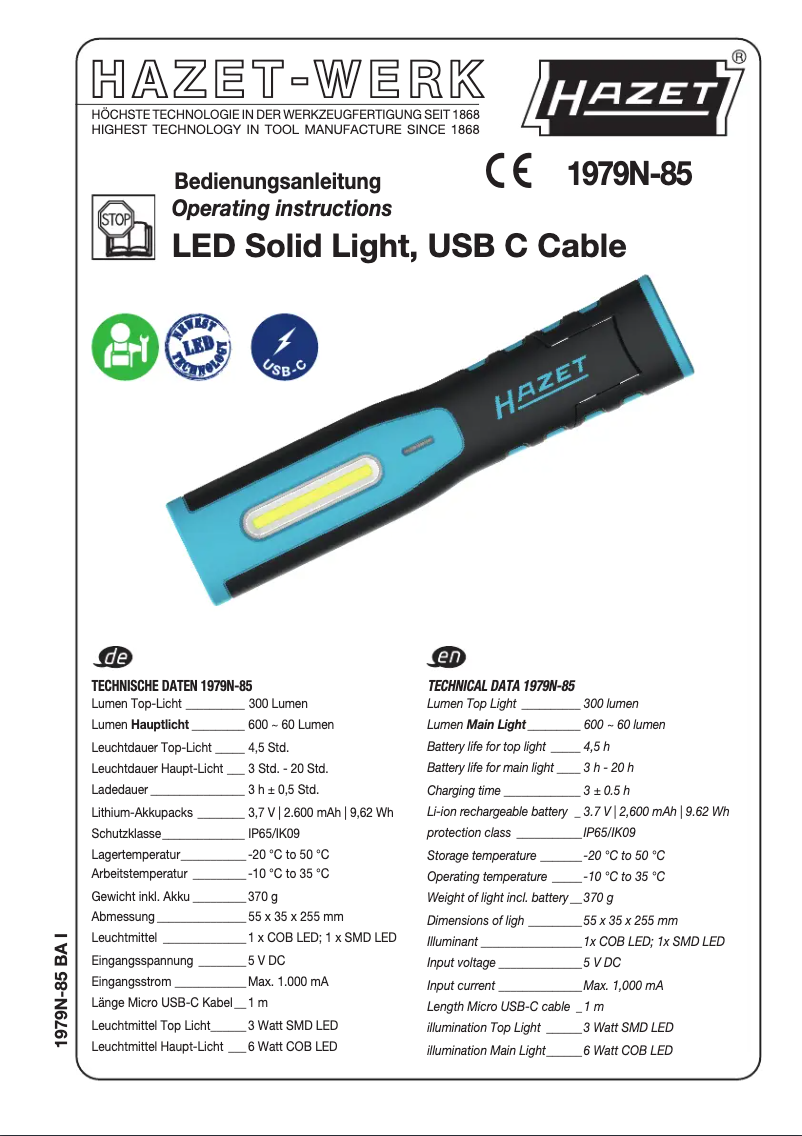 Página 1 del manual Manual de usuario Hazet 1979N-85