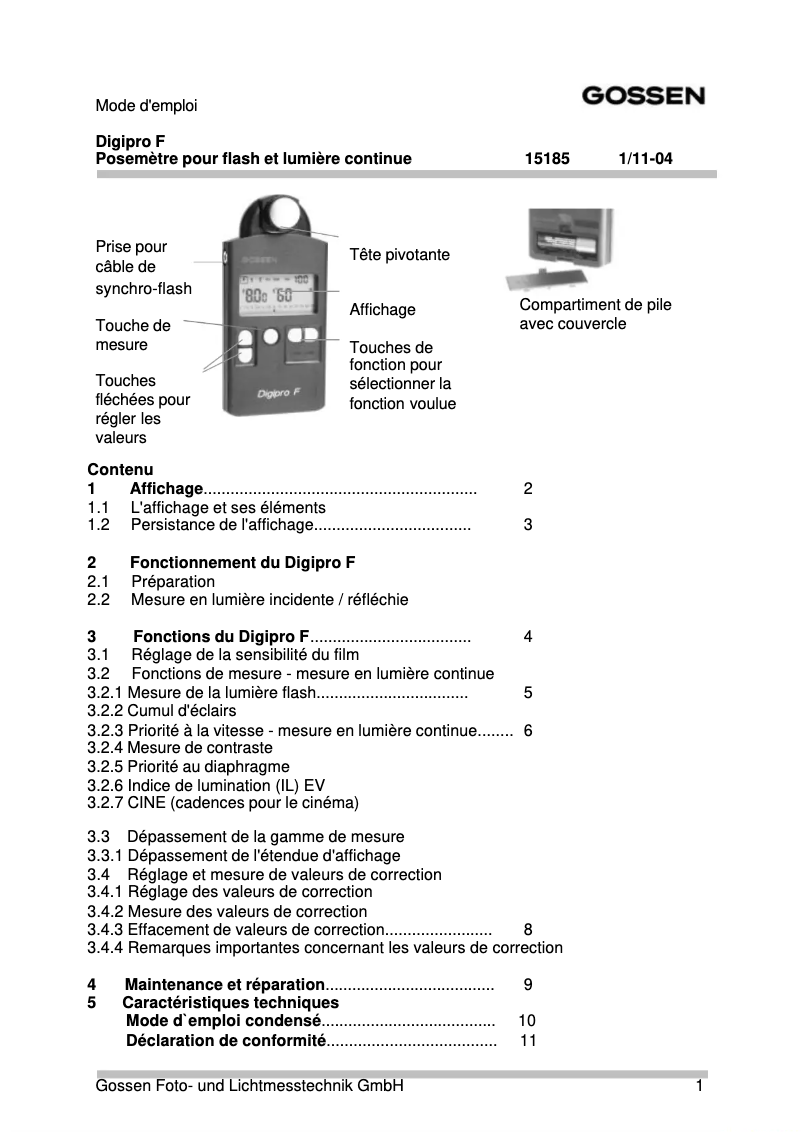 Imagen de la primera página del manual del dispositivo Digipro F