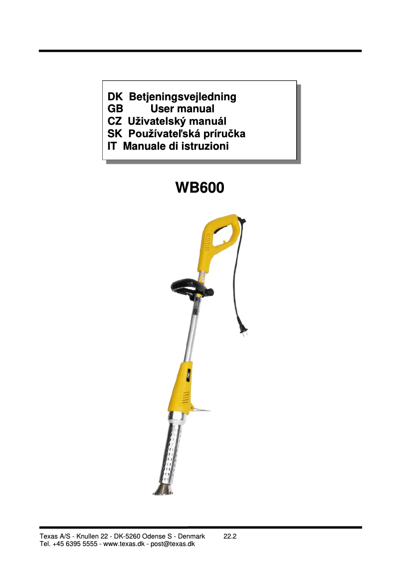 Imagen de la primera página del manual del dispositivo WB600
