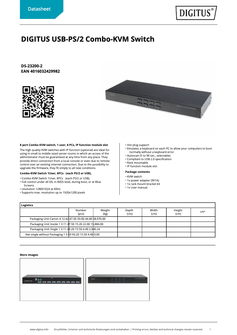 Imagen de la primera página del manual del dispositivo DS-23200-2