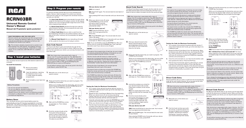 Página 1 del manual Manual de usuario audiovox RCRN03BR