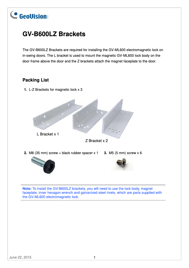 Imagen de la primera página del manual del dispositivo GV-B600LZ