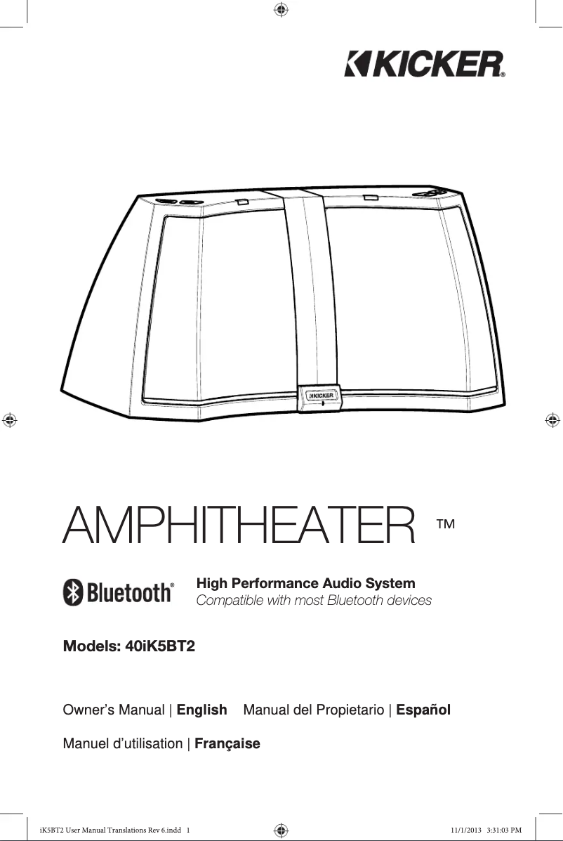 Imagen de la primera página del manual del dispositivo Amphitheater iK5BT2