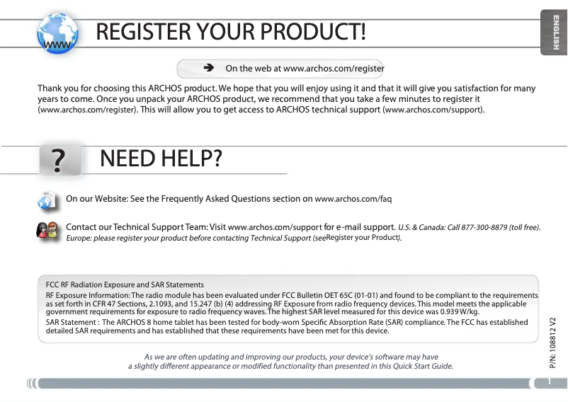 Página 1 del manual Manual de usuario Archos 8