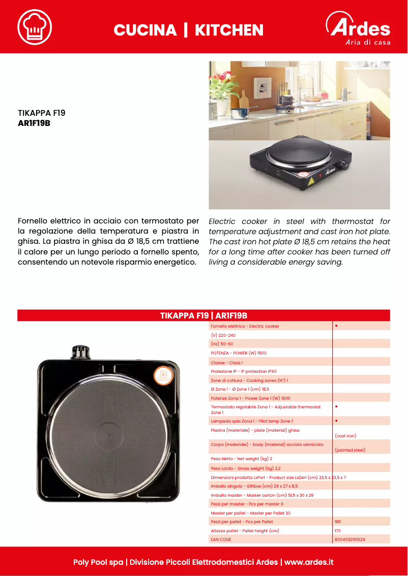 Página 1 del manual Ficha técnica Ardes AR1F19B