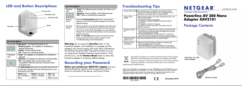 Página 1 del manual Guía de instalación Netgear XAV2101